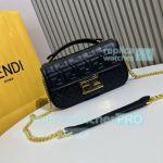 Replica Fendi black embossed cowhide baguette bag 